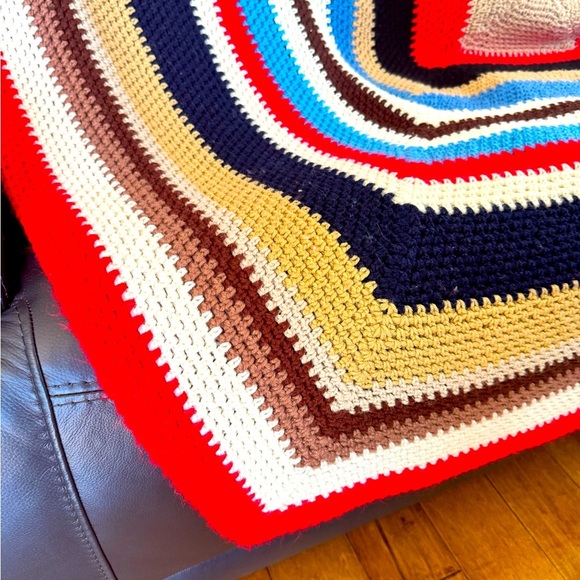 Bold and Beautiful Large Handmade Multicolored | Square Crochet Blanket 64 x 64 - Picture 2 of 4